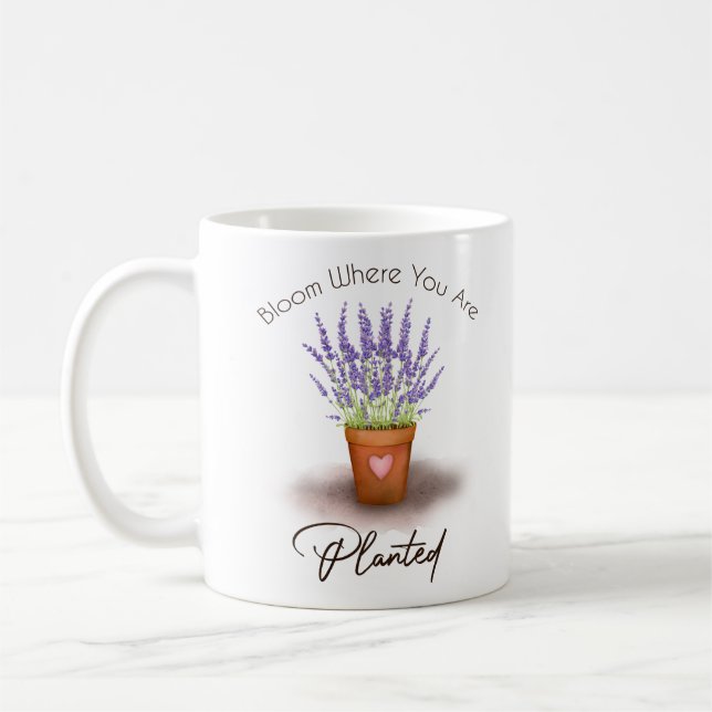 Caneca De Café Plantação de pote de lavanda roxa bonito (Esquerda)