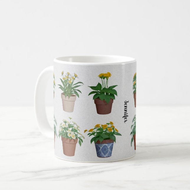 Caneca De Café Plantas aquáticas, flores, monogramas, amantes de  (Frente Esquerda)