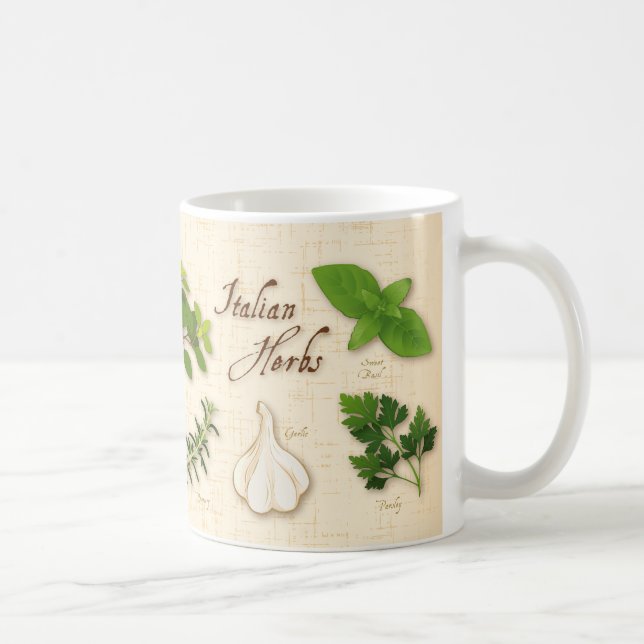 Caneca De Café Plantas aromáticas italianas, Basil, Orégãos, Sals (Direita)