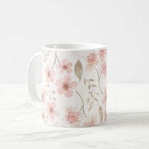 Caneca De Café Plantas Bonito, , com padrão floral, cor-de-água r