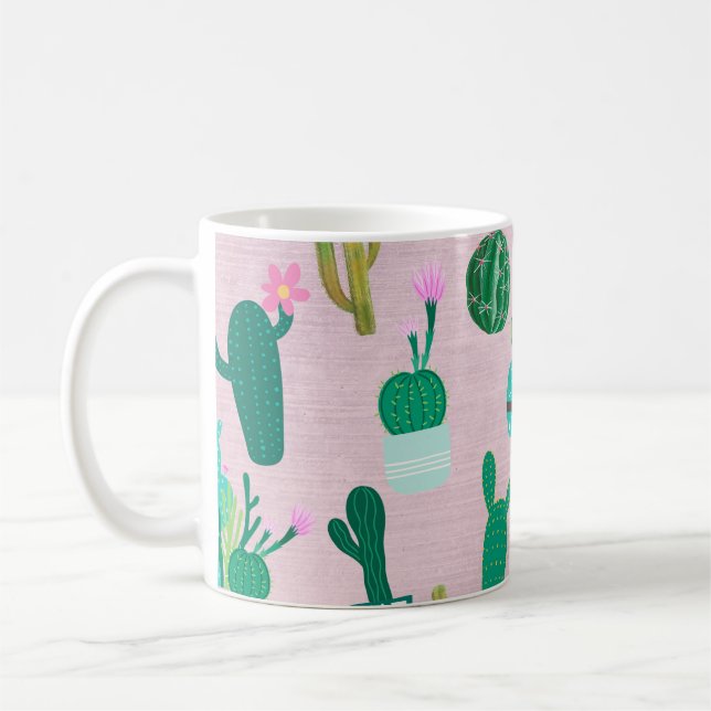 Caneca De Café Plantas Cactos Cactáceas Rústicas Rosa Sudoeste (Esquerda)