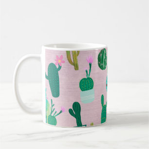 Caneca De Café Plantas de cactos do sudoeste, Russo, Rosa,