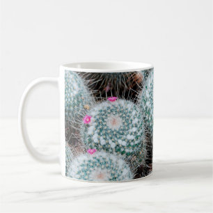 Caneca De Café Plantas de Cactus com Flores Rosa Pequenas