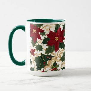 caneca de café plantas de natal em abundância