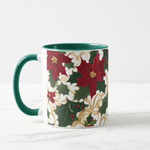 caneca de café plantas de natal em abundância