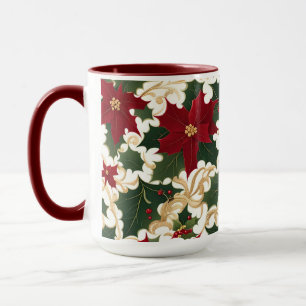 caneca de café plantas de natal em abundância