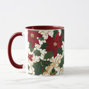 caneca de café plantas de natal em profusão