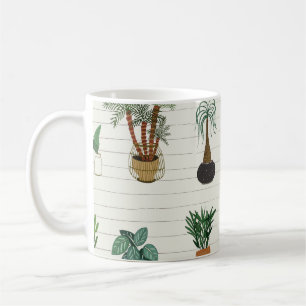 Caneca De Café Plantas Domésticas: Interior Invisível Desenhado À