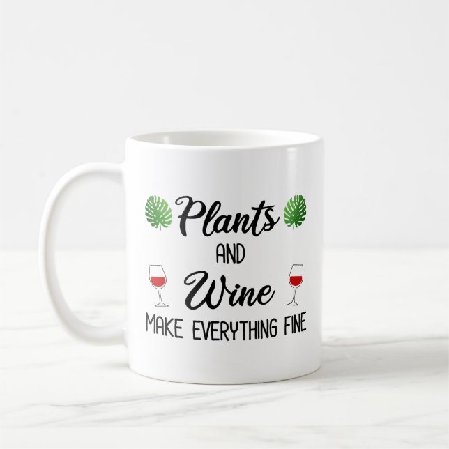 Caneca De Café Plantas e vinho fazem tudo bem (Esquerda)