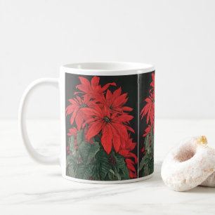 Caneca De Café Plantas Flores de Poinsettia Vermelha de Natal Ant