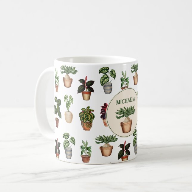 Caneca De Café Plantas Potentes Nome dos Potes Terracotta (Frente Esquerda)