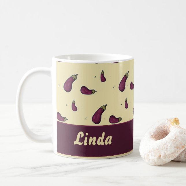 Caneca De Café Plantas roxas de berço amarelas (Com Donut)
