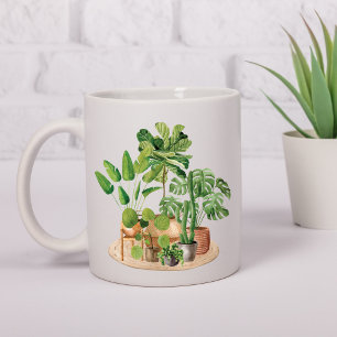 Caneca De Café Plantas Tropicais Aquarela