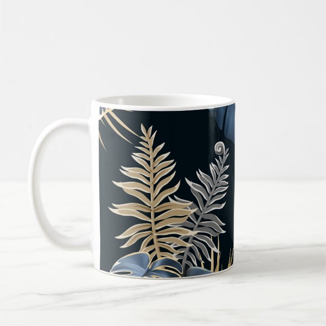 Caneca De Café plantas tropicais de folhas escuras (Esquerda)