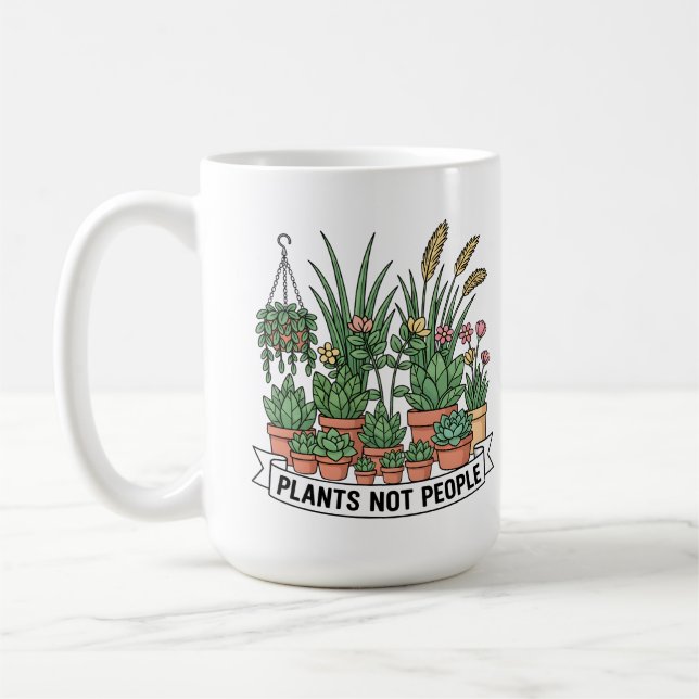 Caneca De Café Plants Not People | Funny Introvert Gardener  (Esquerda)
