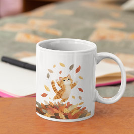 Caneca De Café Playful Autumn Cat Mug Cute Gift