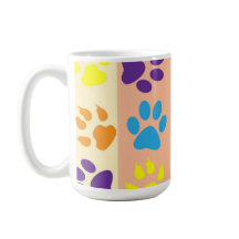 Playful Colorful Paw Prints Cute Pet Lover Coffee 
