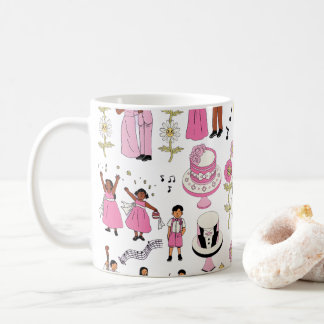 Caneca De Café Playful Wedding Celebration Illustrative Pattern