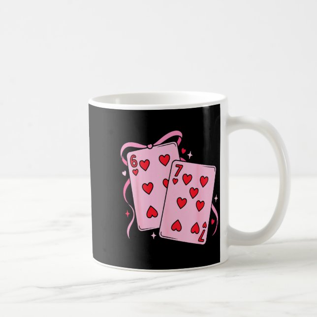 Caneca De Café Playing Card Valentine’s Day 67 Preppy Six Seven 6 (Direita)