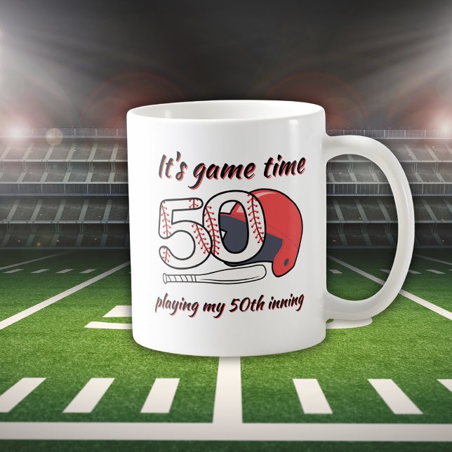 Caneca De Café Playing His 50th Inning Baseball Birthday Party (Criador carregado)
