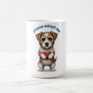 Caneca De Café Please Adopt Me – Cute Rescue Dog Illustration wit