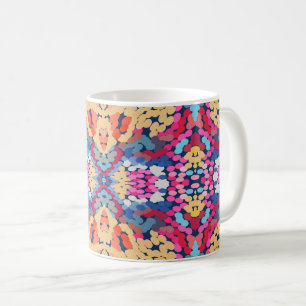Caneca De Café Plumeria Tropical Flores Apontadas Padrão de Azule