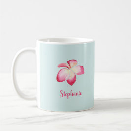 Caneca De Café Plumeria Tropical Pink Watercolor