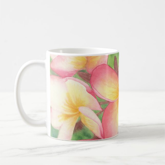 Caneca De Café Plumeria Watercolor Painting Mug (Esquerda)