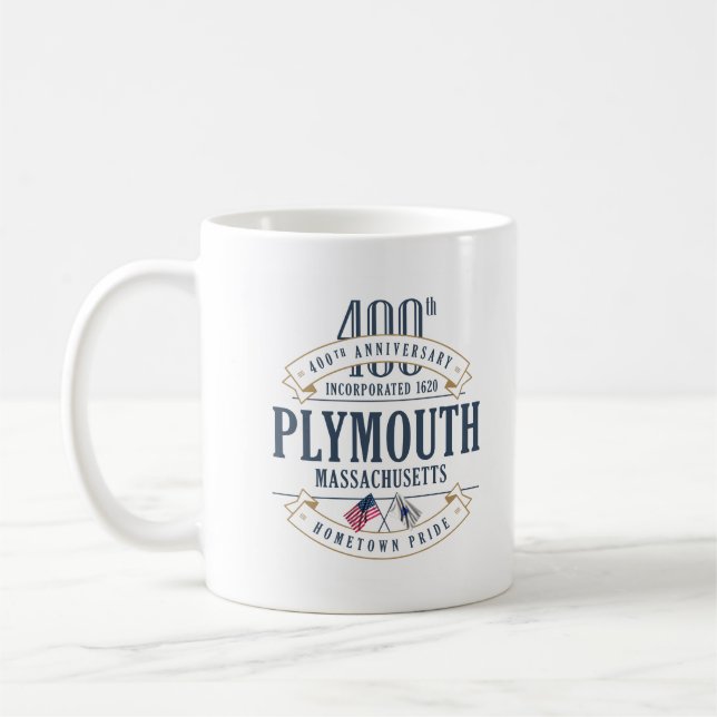 Caneca De Café Plymouth, Massachusetts 400º Aniversário Mug (Esquerda)