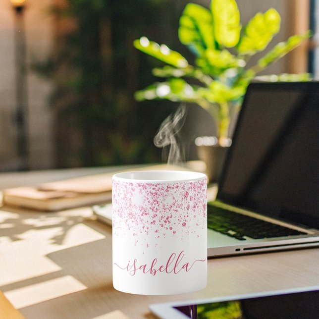 Caneca De Café Pó branco, cor-de-rosa, pó de metal (Criador carregado)