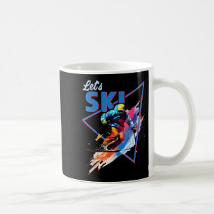 Caneca De Café Pó de Esqui Retro Design de Esquema de Cores de Vi
