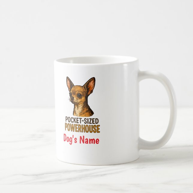 Caneca De Café Pocket-Sized Powerhouse Chihuahua, Custom Mug (Direita)