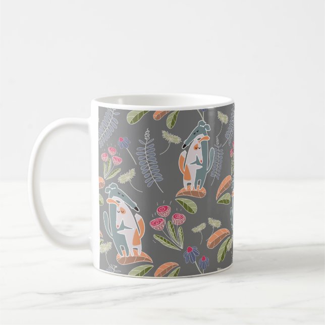 Caneca De Café Podenco cão e Galgo Bonito Cartoon (Esquerda)