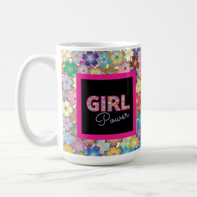 Caneca De Café Poder da Menina | Girassas rosadas Lindas (Esquerda)