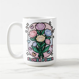 Caneca De Café Poder das Flores Desenho Simples Colorido em Carto