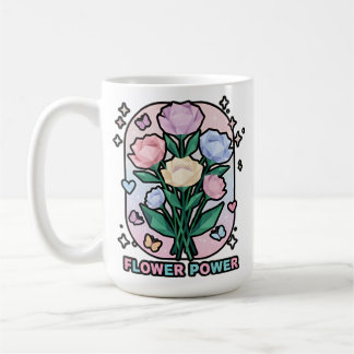Caneca De Café Poder das Flores Desenho Simples Colorido em Carto