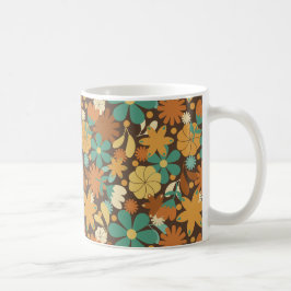 Caneca De Café Poder das Flores Vintage dos Anos Sessenta em Marr