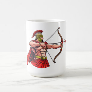 Caneca De Café Poderoso guerreiro antigo segurando arco e flecha