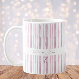 Caneca De Café Poeira Grandmillennial Listra Rosa Elegante Casa d
