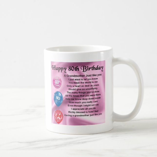 Caneca De Café Poema da avó - aniversário do 80 (Direita)