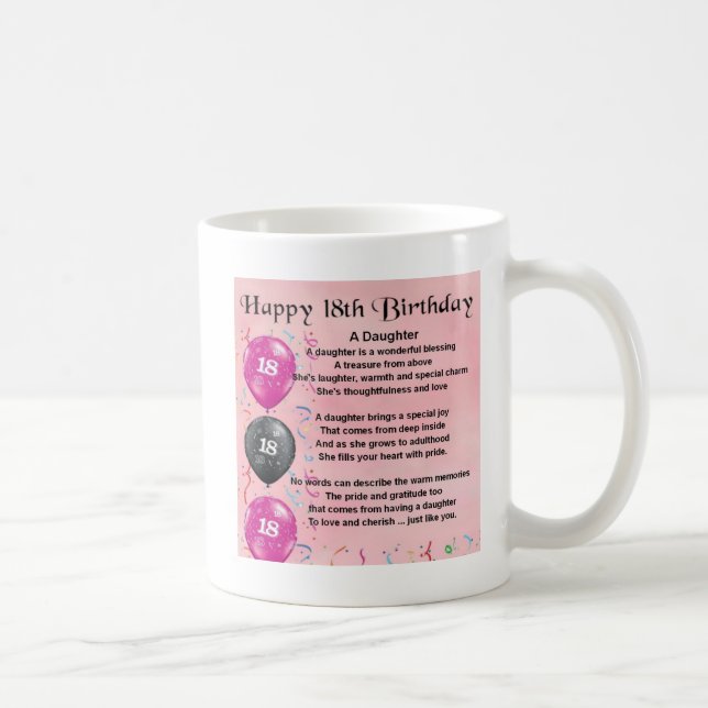 Caneca De Café Poema da filha - 18o aniversário (Direita)