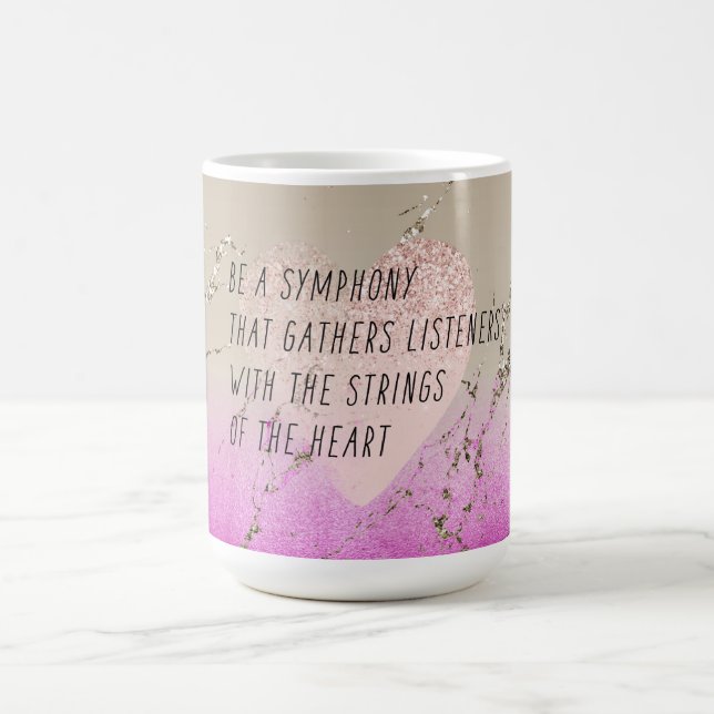 Caneca De Café Poema de Corações de Coração Rosa (Centro)