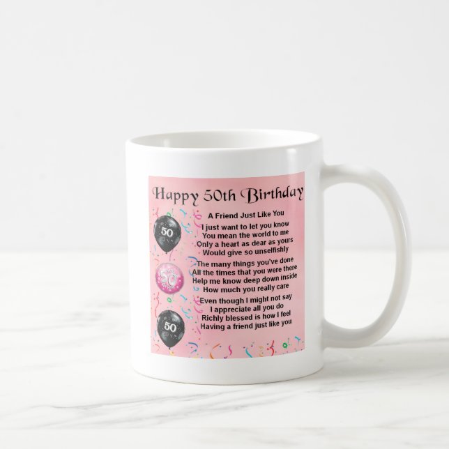 Caneca De Café Poema do amigo - 50th aniversário (Direita)