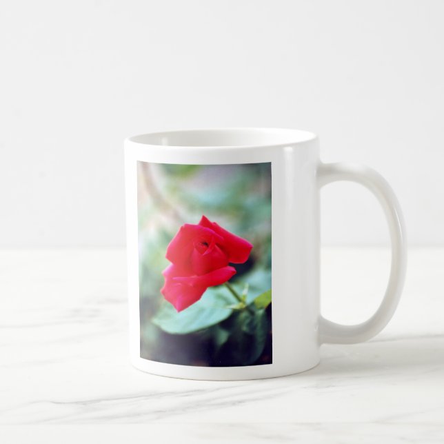 Caneca De Café Poema do amor e botão da rosa vermelha (Direita)