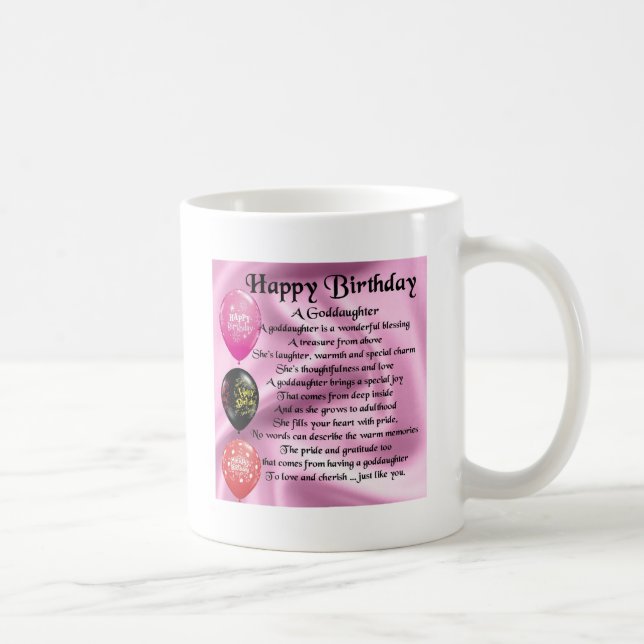Caneca De Café Poema do Goddaughter - feliz aniversario (Direita)