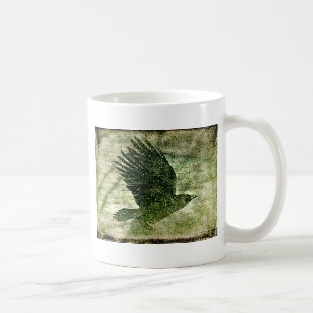 Caneca De Café Poe's Grunge Raven (Direita)
