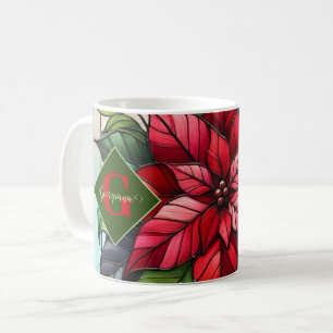 Caneca De Café Poinsettia De Vidro Festivo Personalizado