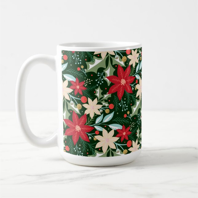 Caneca De Café Poinsettia Flowers Sai do Natal (Esquerda)
