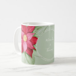 Caneca De Café Poinsettia Natal Pintado com Aquarela