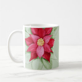 Caneca De Café Poinsettia Natal Pintado com Aquarela